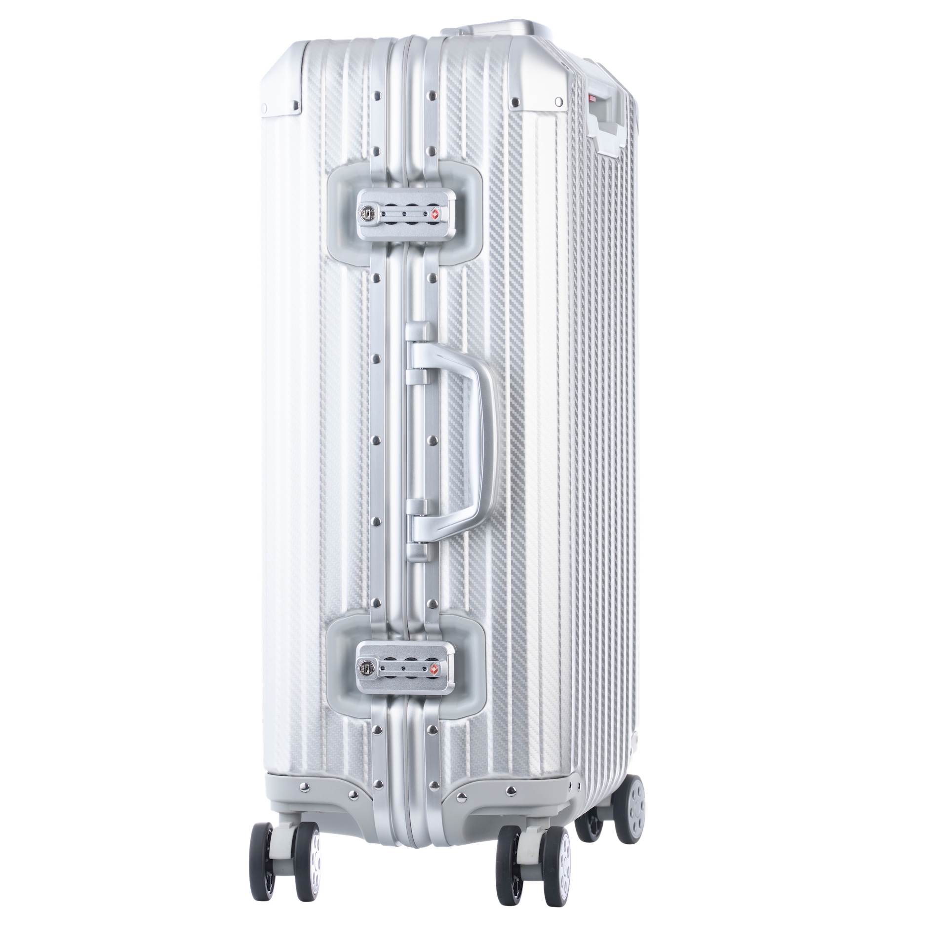 Silberfarbener Aluminium-Koffer