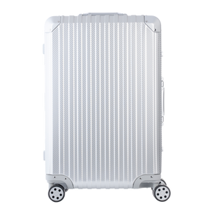 Silberfarbener Aluminium-Koffer