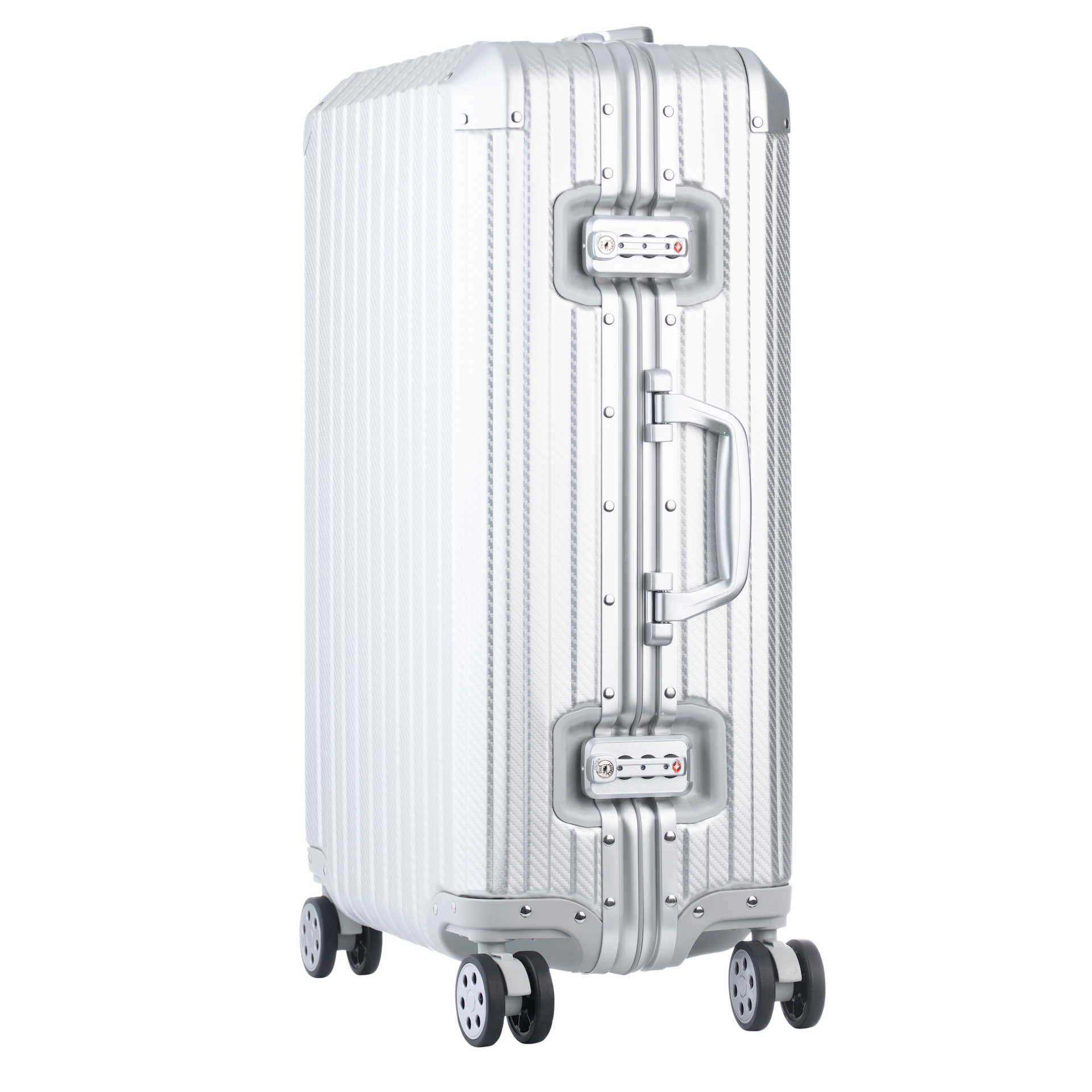 Silberfarbener Aluminium-Koffer