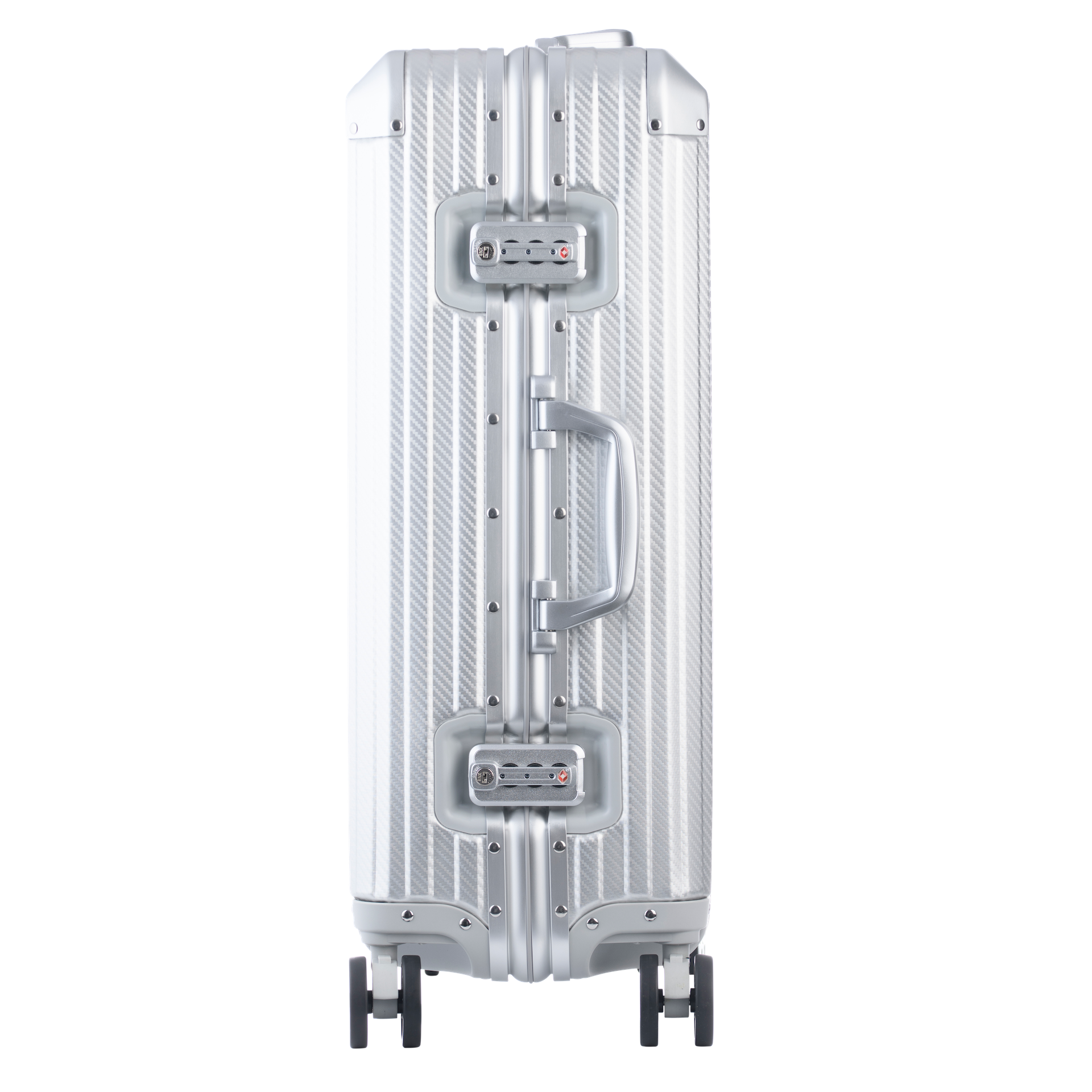 Silberfarbener Aluminium-Koffer