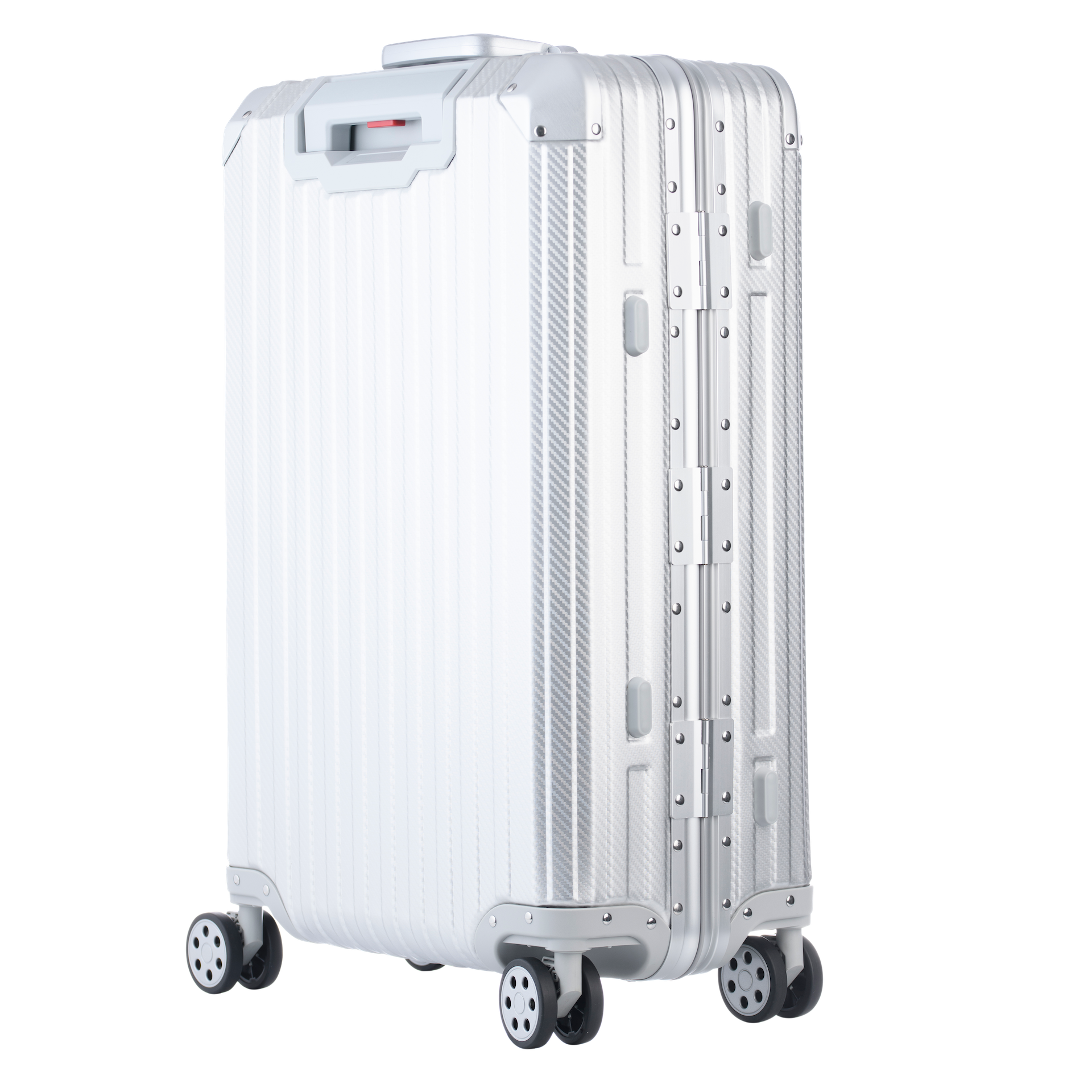 Silberfarbener Aluminium-Koffer