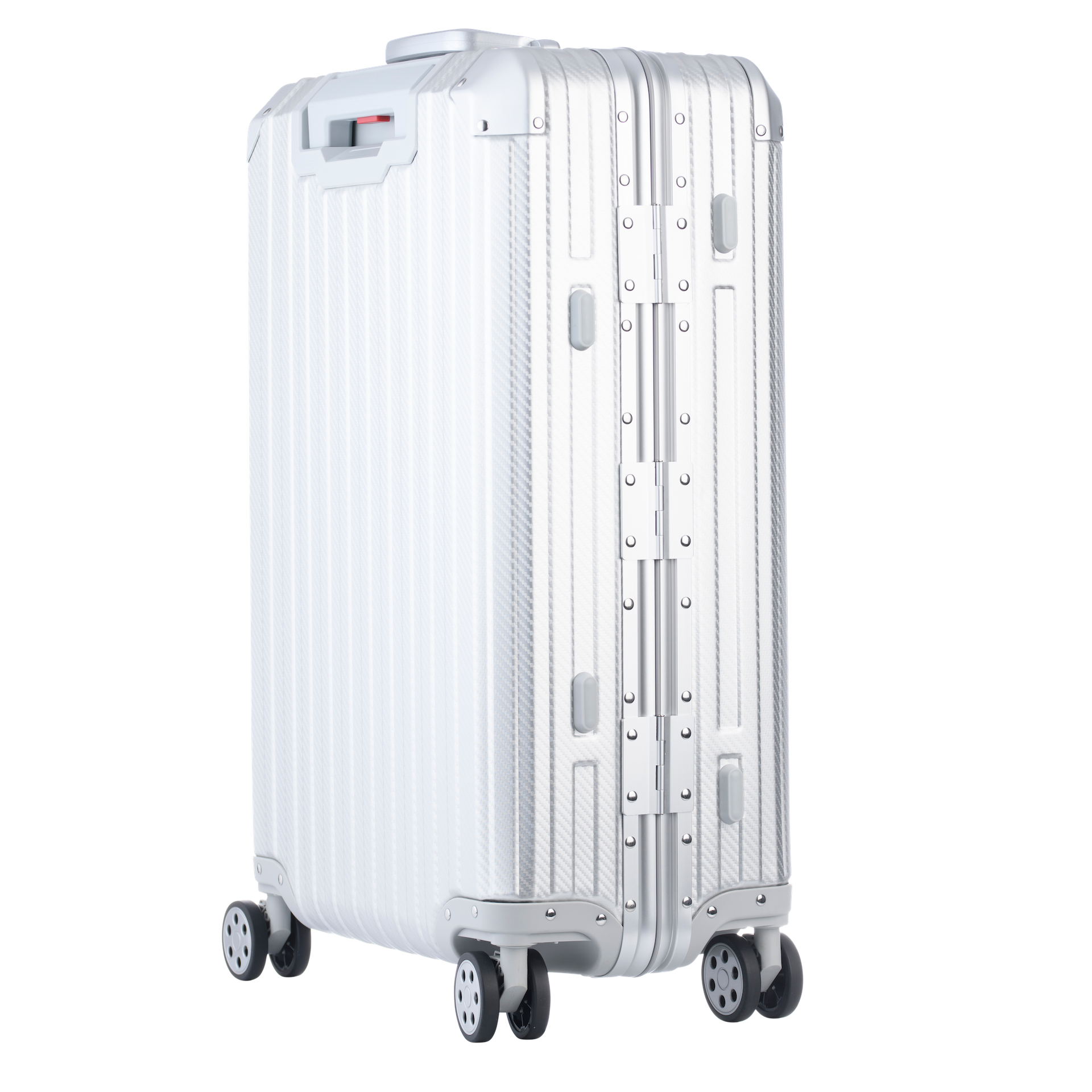 Silberfarbener Aluminium-Koffer