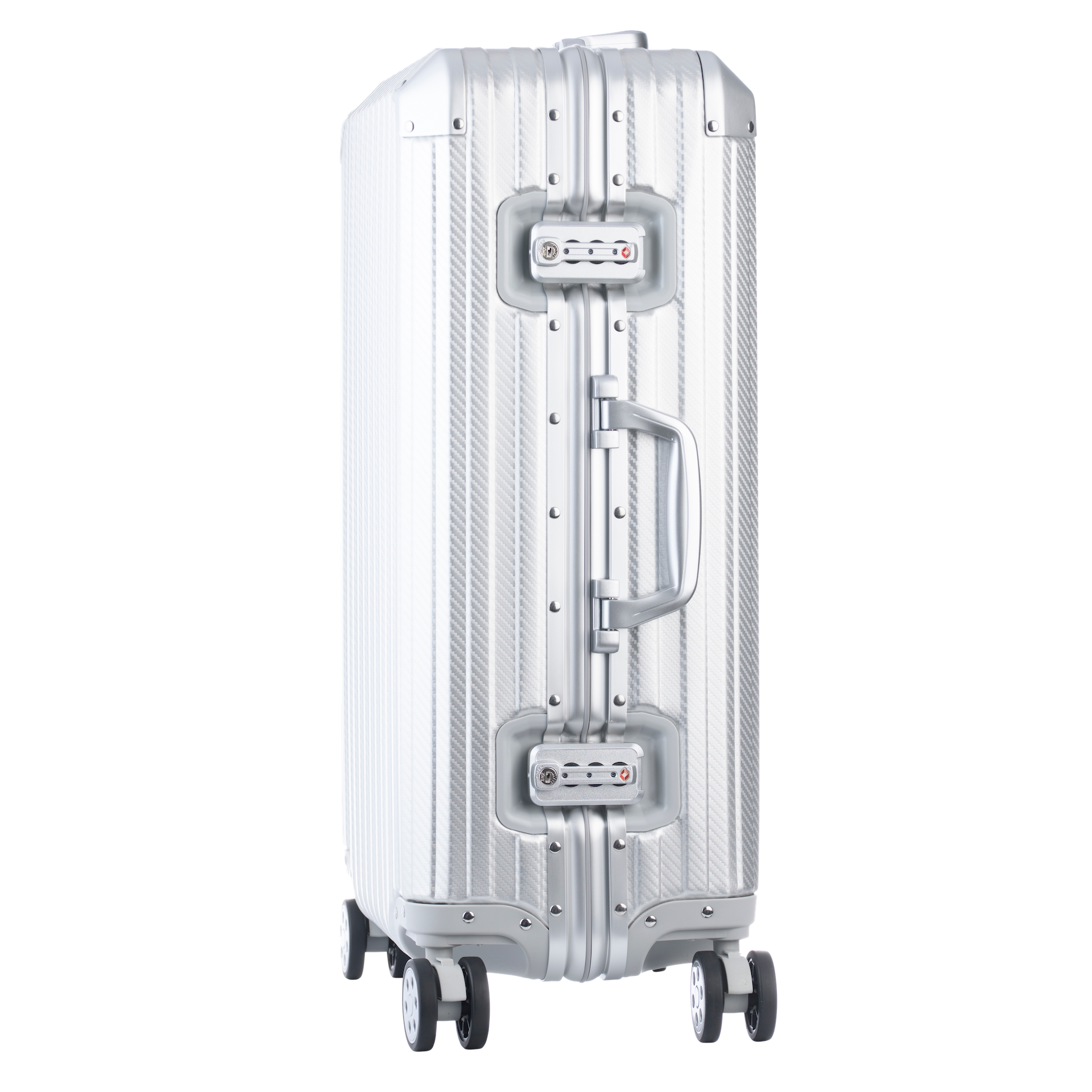 Silberfarbener Aluminium-Koffer